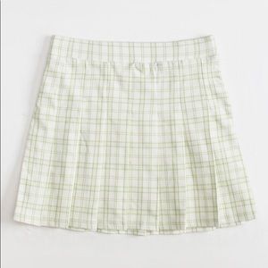 Full Tilt Green & Cream Plaid Pleated Tennis Skirt